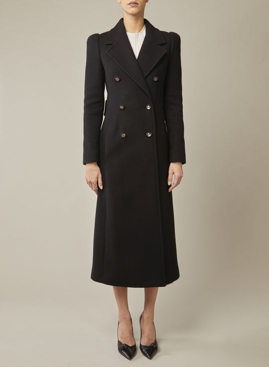 BLACK DOUBLE WOOL COAT