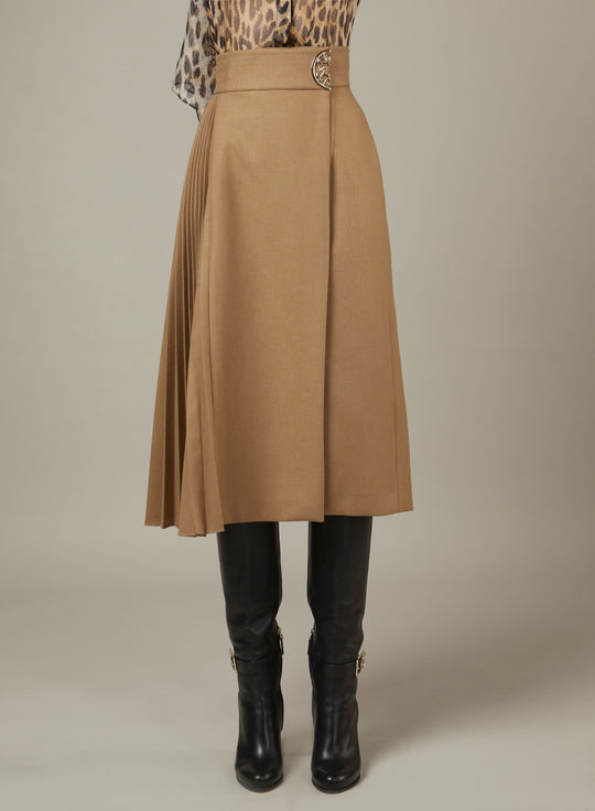 FLARED WOOL MIDI SKIRT