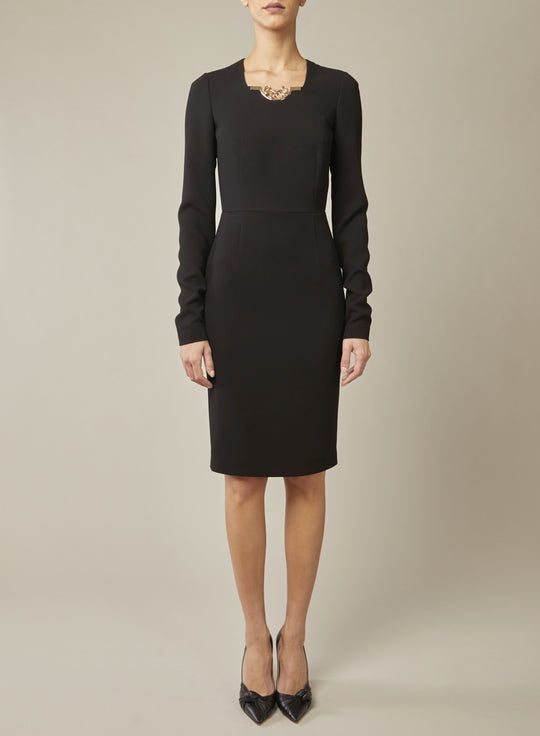 LONG-SLEEVED CREPE MIDI DRESS