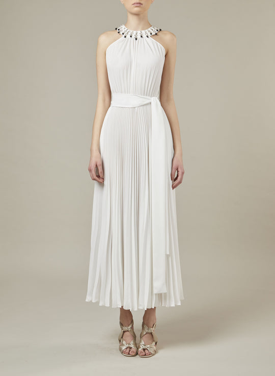 HALTER LIGHT CREPE MIDI DRESS