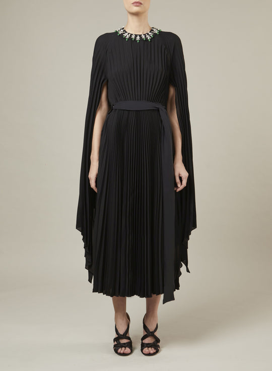 BLACK LIGHT CREPE MIDI DRESS