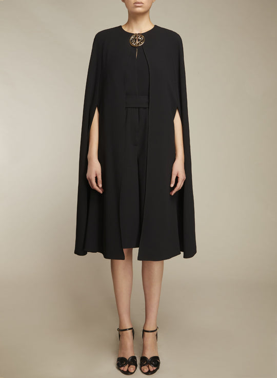 CAPE EFFECT CREPE SHORT JUMPSUIT