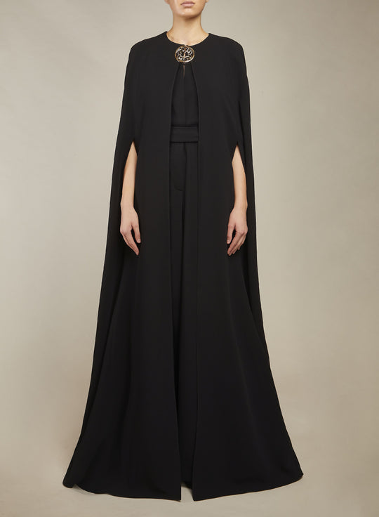 CAPE EFFECT CREPE JUMPSUIT