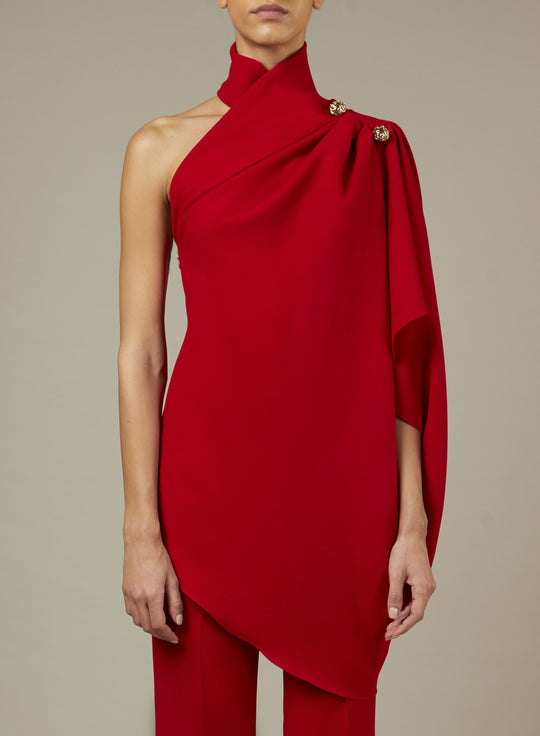 CHERRY BARBADOS CREPE TOP