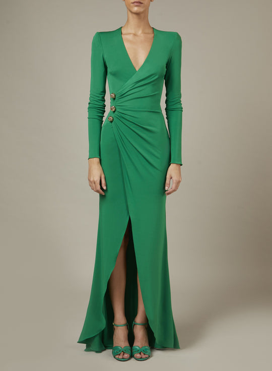 GREEN JERSEY LONG DRESS