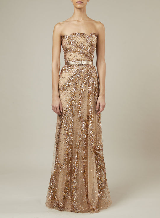 BEAD EMBROIDERED LONG DRESS