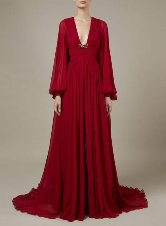 SILK LONG DRESS WITH SIDE SLITS