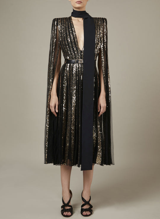 BLACK EMBROIDERED TULLE DRESS