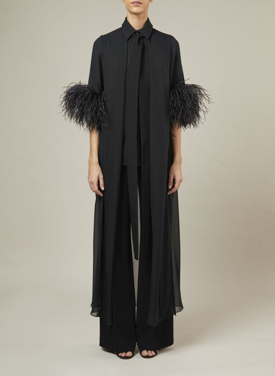 CREPE AND FEATHER SHIRT