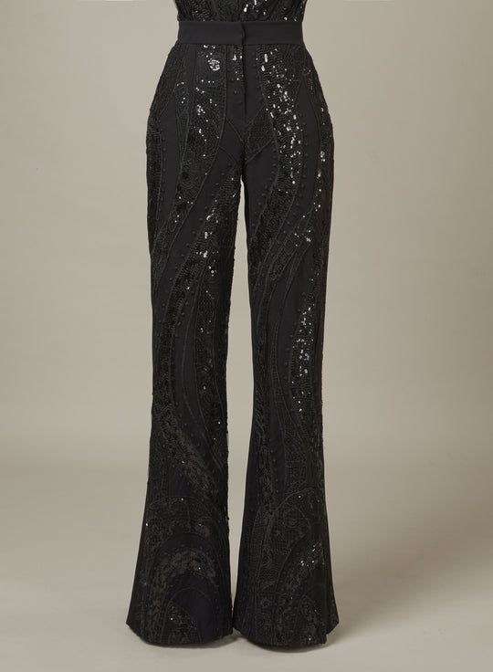 EMBROIDERED TULLE PANTS
