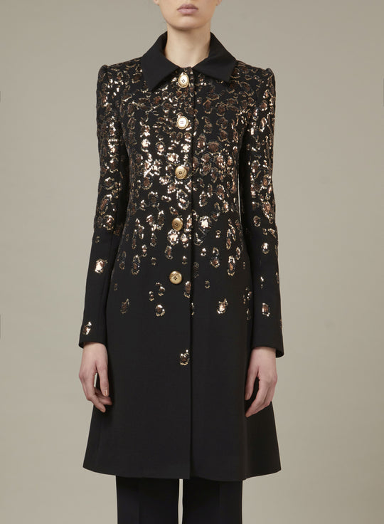 EMBROIDERED CREPE COAT