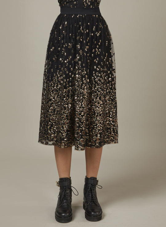 EMBROIDERED TULLE MIDI SKIRT