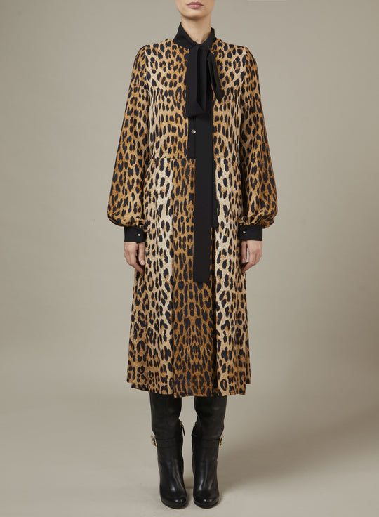 PRINTED CREPE MIDI DRESS