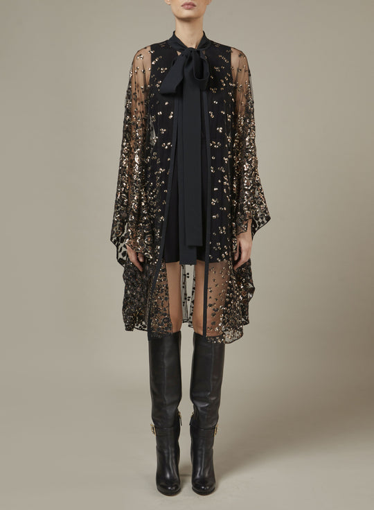 EMBROIDERED TULLE CAPE