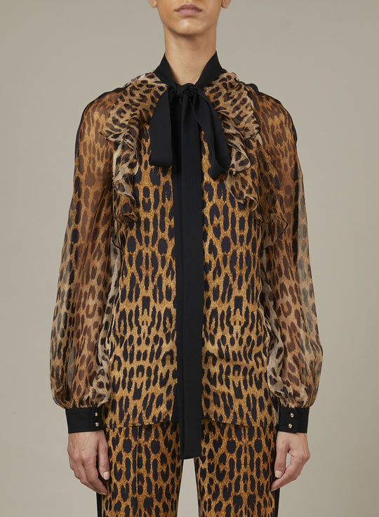 PRINTED CREPE SHIRT WITH LONG SLEEVES