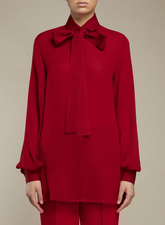 SILK CREPE SHIRT WITH RIBBON