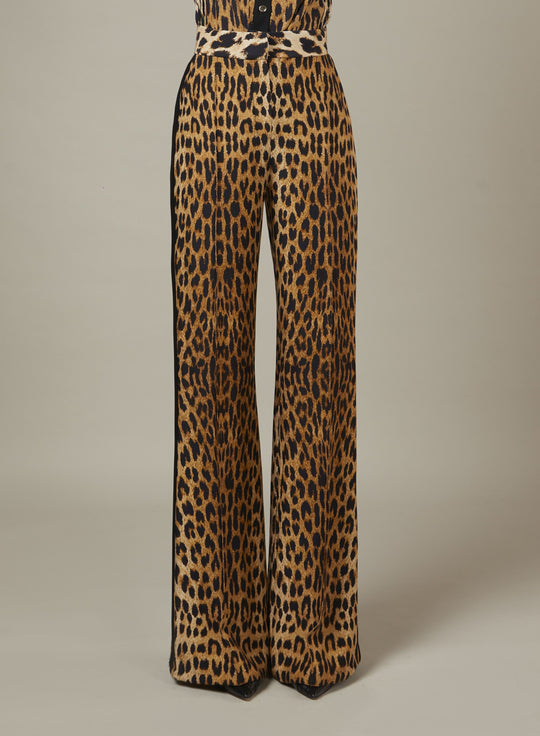 PRINTED CREPE FLARED PANTS