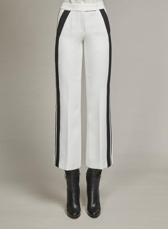 THICK CREPE PANTS WITH BLACK SIDE INSERTIONS