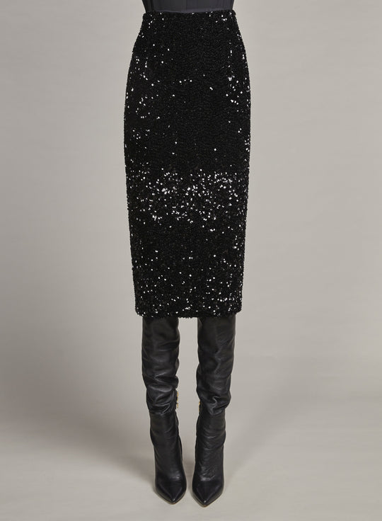 SEQUINS MIDI SKIRT