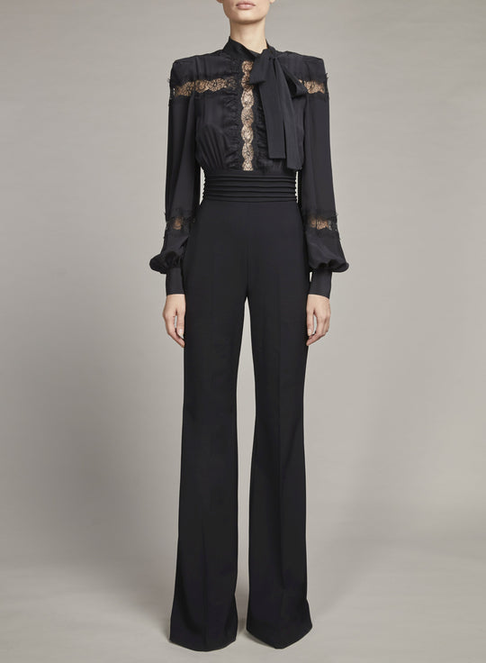 SILK, LACE AND CREPE JUMPSUIT