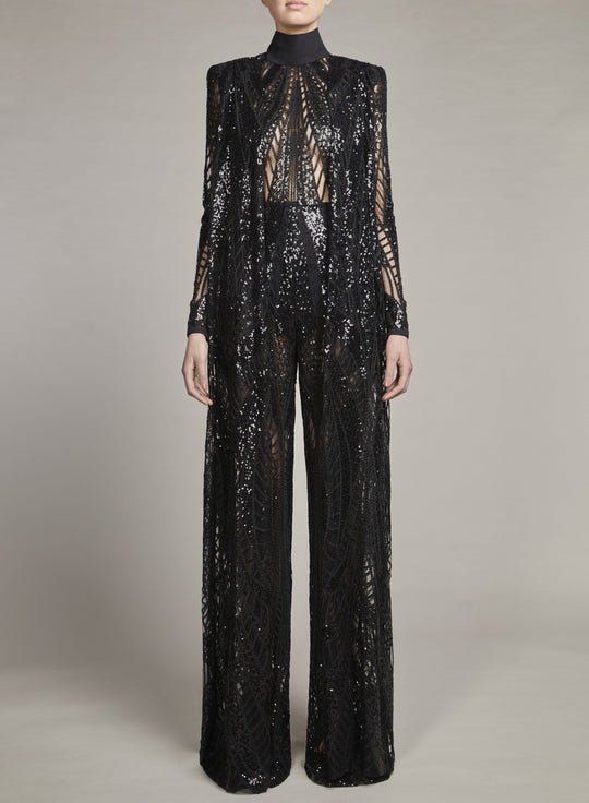 OPEN BACK EMBROIDERED JUMPSUIT