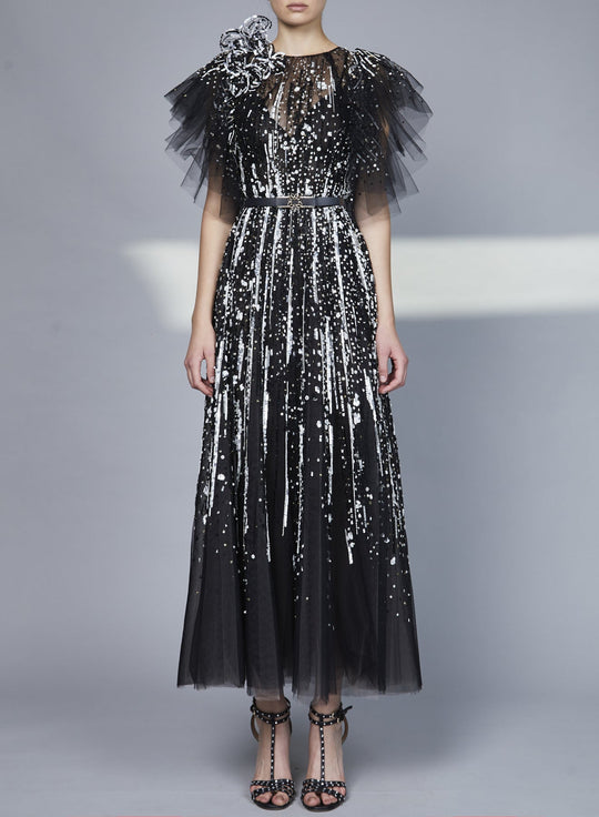 Bead Embroidered Midi Dress