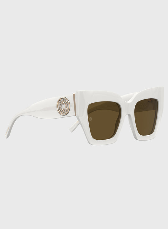 CAT-EYE SUNGLASSES WITH BOLD WHITE FRAME