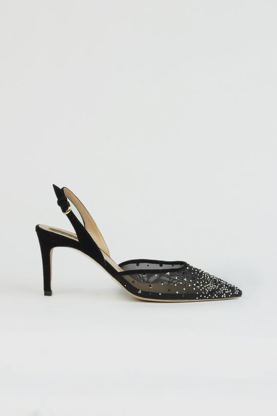 BLACK STRASS SLING BACK