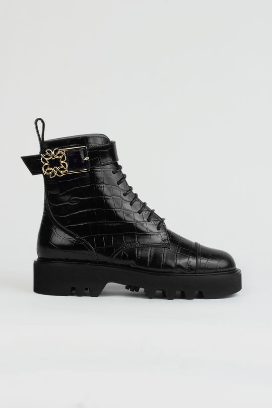 BLACK COMBAT ANKLE BOOT